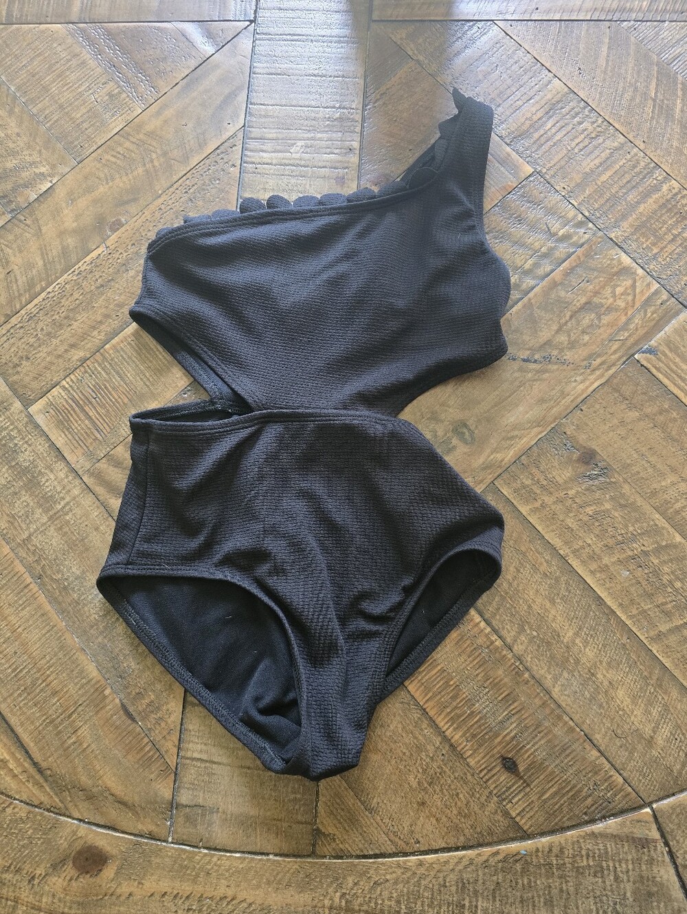 Black Scalloped-Edge Swimsuit